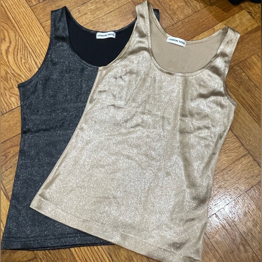 Bundle of Lemon Tree Shimmery Metallic Spandex Tank Tops in EUC (SIZE S)